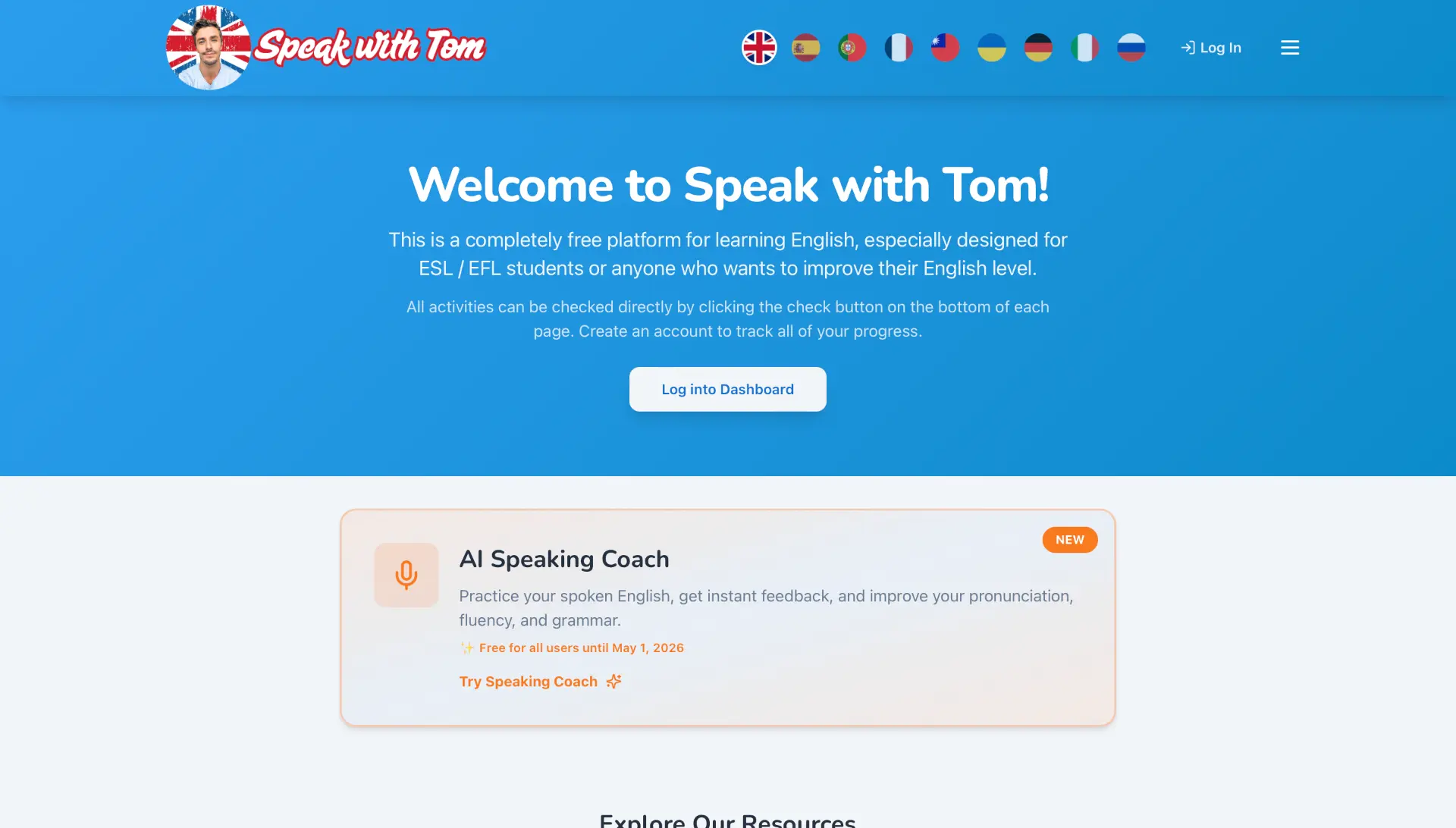 Speak With Tom website displayed on desktop