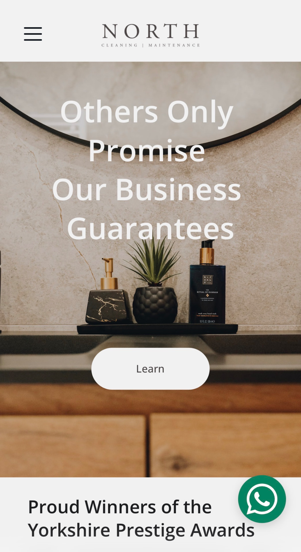North Cleaning Service website displayed on mobile
